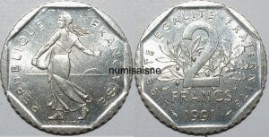 kosuke_dev 【PCGS MS65】フランス SEMEUSE 2フラン硬貨 1991年