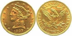 kosuke_dev 【PCGS MS63】アメリカ リバティーヘッド 5ドル硬貨 1907年