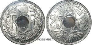 kosuke_dev 【PCGS MS67】フランス 10サンチーム硬貨 1917年