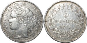 kosuke_dev 【PCGS XF45】フランス 5フラン銀貨 1870年 極美品