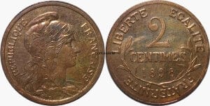 kosuke_dev 【PCGS MS64】フランス ダニエル・デュピュイ 2サンチーム銅貨 1898年