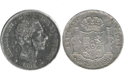 kosuke_dev 【PCGS AU58】スペイン アルフォンソ12世 50サンチーム硬貨 1883年