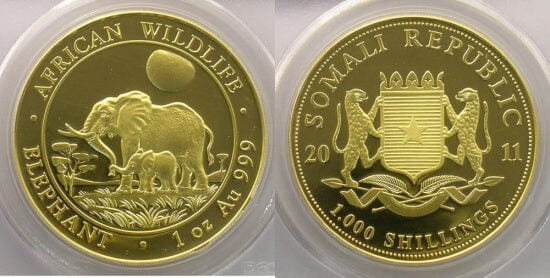 kosuke_dev 【PCGS PR68DCAM】ソマリア 1000シリング金貨 2011年