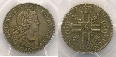 kosuke_dev PCGS ルイ15世 1720年S 1/3 エキュ銀貨 MS63