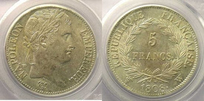 kosuke_dev PCGS ナポレオン１世 1808年W 5フラン 銀貨 AU58