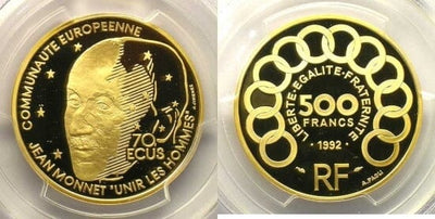 kosuke_dev PCGS ジャン･モネ 1992年 500フラン 金貨 PR68