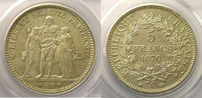 kosuke_dev PCGS ヘラクレス 1870年A 5フラン 銀貨 MS62