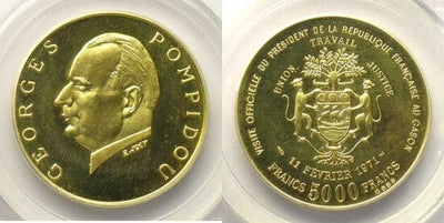 kosuke_dev PCGS ガボン ポンピドゥー 1971年 5000フラン 金貨 PR66