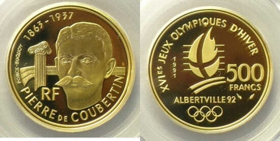 kosuke_dev PCGS ピエール·ド·クーベルタン 1991年 500フラン 金貨 PR68