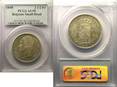 kosuke_dev PCGS レオポルド1世 1848年 2 1/2 フラン 銀貨 AU50