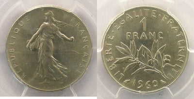 kosuke_dev PCGS 種を蒔く女性 1960年 1 フラン 銀貨 MS66