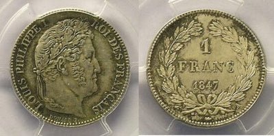 kosuke_dev PCGS ルイ=フィリップ1世 1847年A 1 フラン 銀貨 MS63