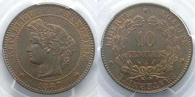 kosuke_dev PCGS フランス マリアンヌ 1887年A 10 サンチーム 銅貨 MS63