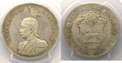 PCGS ドイツ 東アフリカ 1890年 1 ルピー 銀貨 MS63