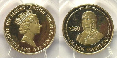 kosuke_dev PCGS イギリス領ヴァージン諸島 エリザベス2世 1991年 250 ドル 金貨 PR67