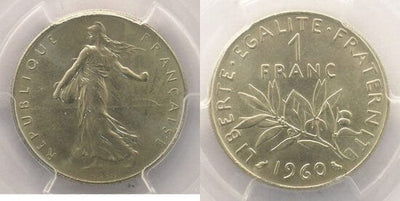 kosuke_dev PCGS 種を蒔く女性 1960年 1 フラン 銀貨 MS64
