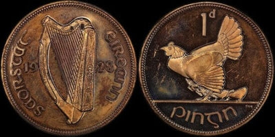 kosuke_dev PCGS アイルランド ニワトリとハープ 1928年 1d ペニー 銅ニッケル貨 PR64