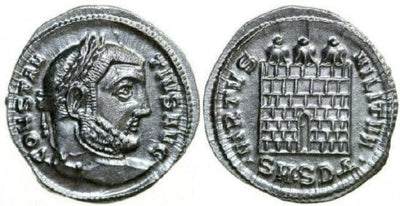 【NGC MS】ローマ帝国 コンスタンティヌス1世 銀貨 293-305年