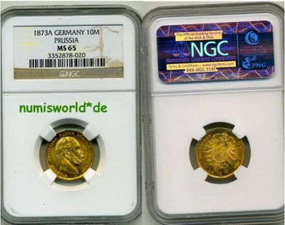 kosuke_dev 【NGC MS65】ドイツ プロイセン ヴィルヘルム1世 10マルク金貨 1873年