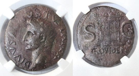 kosuke_dev 【NGC SS】ローマ帝国 アウグストゥス デナリウス銅貨 BC27-AD14年