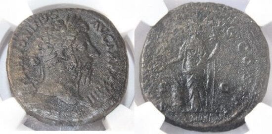 kosuke_dev 【NGC】ローマ帝国 マルクス・アウレリウス・アントニヌス2世 アウレウス銅貨 169-170年