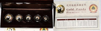 中国 パンダ 2001年 20 50 100 200 500元 金貨 オリジナルケース付 プルーフ