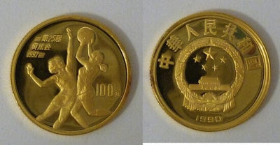 kosuke_dev 中国 バルセロナオリンピック バスケット 1990年 100元 金貨 プルーフ