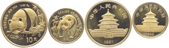 kosuke_dev 中国 パンダ 1986年 1987年 5元 10元 金貨 未使用