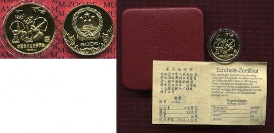 kosuke_dev 中国 オリンピック記念 アーチェリー 1980年 300元 金貨 プルーフ