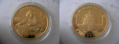 中国 パンダ金貨 ラージデート 1oz 100元 1998年 プルーフ