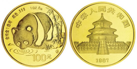 中国 パンダ金貨 1oz 100元 1987年 未使用