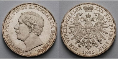 kosuke_dev 神聖ローマ帝国 ギュンター･フリードリヒ･カール2世 1865年 ターレル 銀貨 プルーフ
