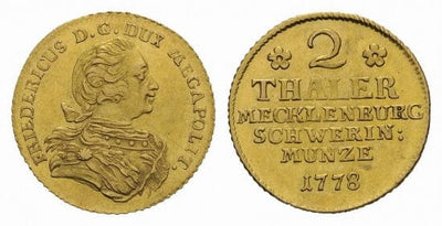 kosuke_dev メクレンブルク=シュヴェリーン フリードリヒ2世 1778年 2ターレル 金貨 極美品-美品