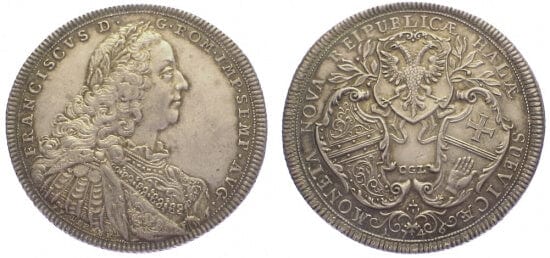 kosuke_dev 神聖ローマ帝国 シュヴェービッシュ･ハル フランツ1世 1746年 ターレル 銀貨 極美品