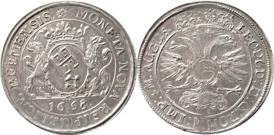 kosuke_dev 神聖ローマ帝国 ブレーメン ダブルイーグル 1668年 2ターレル 銀貨 極美品