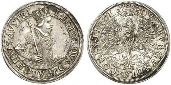 kosuke_dev ハプスブルク帝国 レオポルト5世 1626年 ダブルターレル 銀貨 極美品