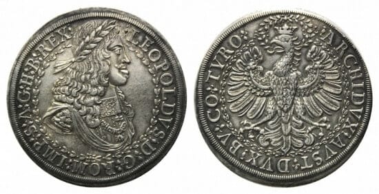 kosuke_dev 神聖ローマ帝国 ハプスブルク レオポルド1世 1657-1705年 ダブルターレル 銀貨 極美品