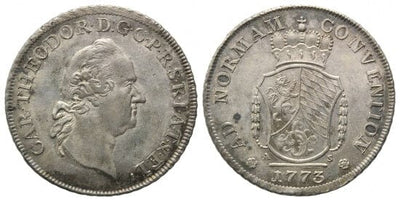 kosuke_dev プファルツ=ズルツバッハ カールテオドール 1743-1799年 1773年AS ターレル 銀貨 未使用
