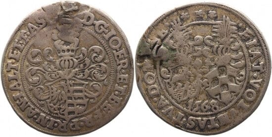 kosuke_dev アンハルト公国 ヨアヒム･エルンスト ベルンハルト 1568年 1/4 ターレル 銀貨 美品