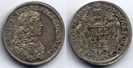 kosuke_dev 神聖ローマ帝国 ポメラニア カール11世 1674年 1/3 ターレル 銀貨 極美品+