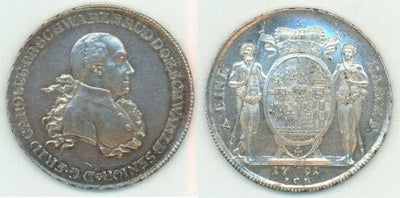 kosuke_dev シュヴァルツブルク ルードルシュタット カール・フリードリヒ 1791年 公国 ターレル 銀貨 未使用-極美品