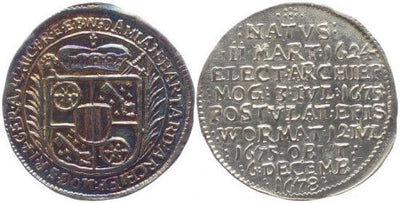 kosuke_dev マインツ大司教 ダミアン・フォン・デア・ライエン 1675-1678年 1/8 ターレル 銀貨 極美品