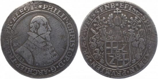 kosuke_dev トリーア大司教 フィリップ・クリストフ 1624年 ターレル 銀貨 美品