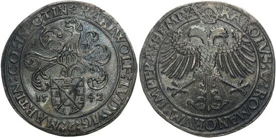 kosuke_dev ゲッティンゲン カール5世 1542年 ターレル 銀貨 美品