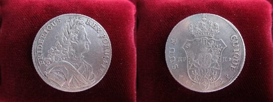 kosuke_dev ブランデンブルク プロイセン フリードリヒ1世 1712年 2/3 ターレル 銀貨 スタンプエラー 美品