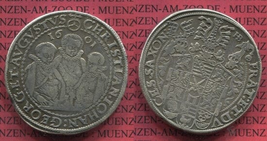 ザクセン スリーブラザーズ 1601年 ターレル 銀貨 美品