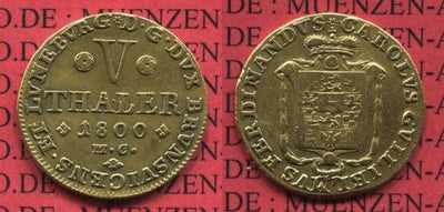 kosuke_dev ブランズウィック ヴォルフェンビュッテル カール・ヴィルヘルム 1800年 5ターレル 金貨 美品