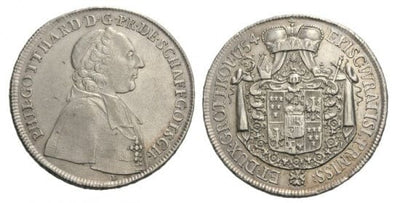 シレジア ブレスラウ フィリップゴッタルド 1754年 1/2 ターレル 銀貨 極美品-美品