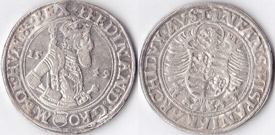 神聖ローマ帝国 ハプスブルク家 フェルディナント1世 1549年 ターレル 銀貨
