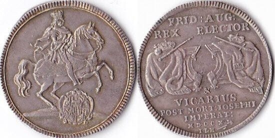 kosuke_dev ザクセン アルベルライン アウグスト2世 1711年 1/2 ターレル 銀貨 未使用